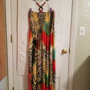 Multi colored animal print maxi dress size M